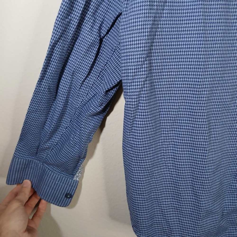 Robert Graham Shirt Mens XL Blue Modern American Tailored Fit Flip Cuff AB50 - Picture 7 of 12